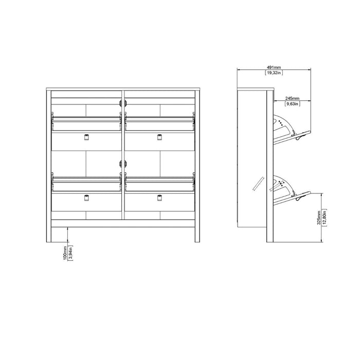 Barcelona Shoe Cabinet 4 Flip Down Doors in White