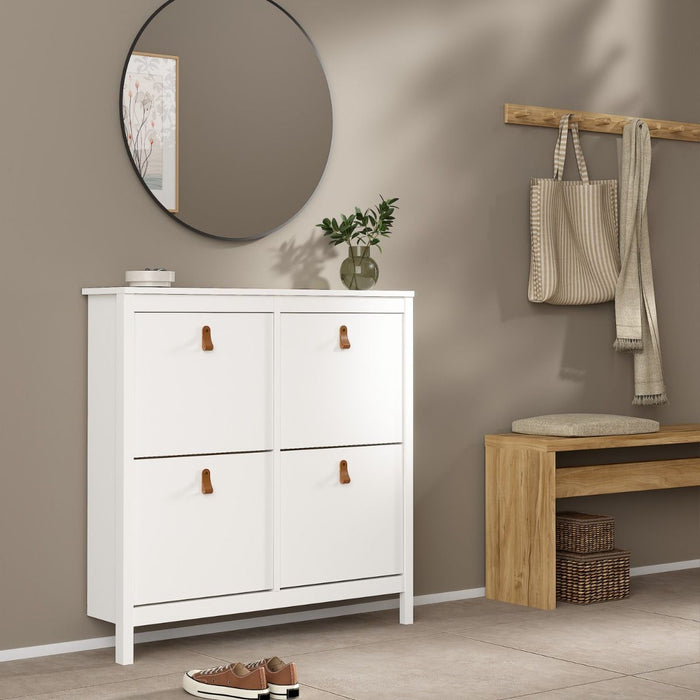 Barcelona Shoe Cabinet 4 Flip Down Doors in White