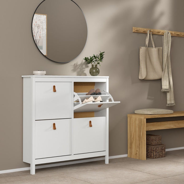 Barcelona Shoe Cabinet 4 Flip Down Doors in White