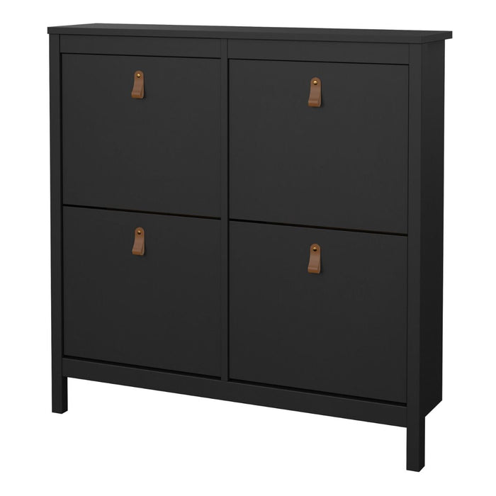 Barcelona Shoe Cabinet 4 Flip Down Doors in Matt Black