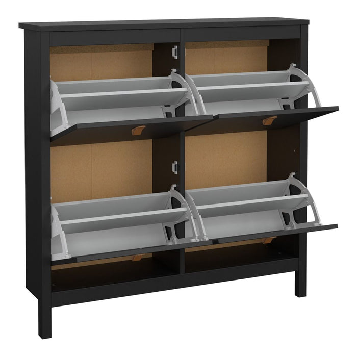 Barcelona Shoe Cabinet 4 Flip Down Doors in Matt Black