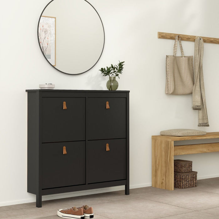 Barcelona Shoe Cabinet 4 Flip Down Doors in Matt Black