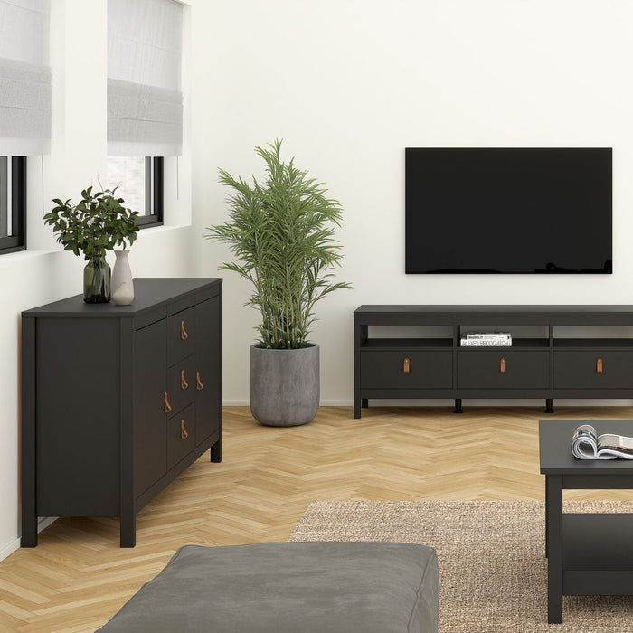 Barcelona Sideboard 2 Doors 3 Drawers in Matt Black