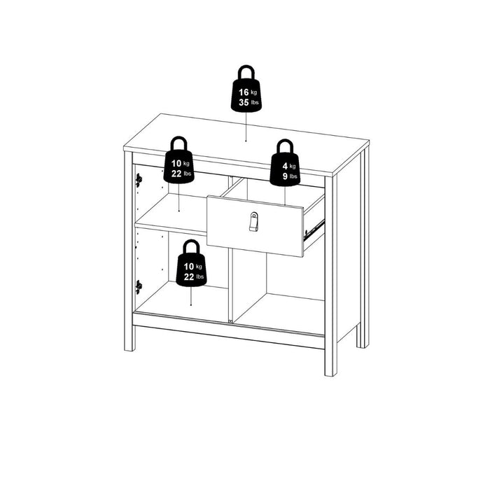 Barcelona Sideboard 2 Doors 1 Drawer in Matt Black