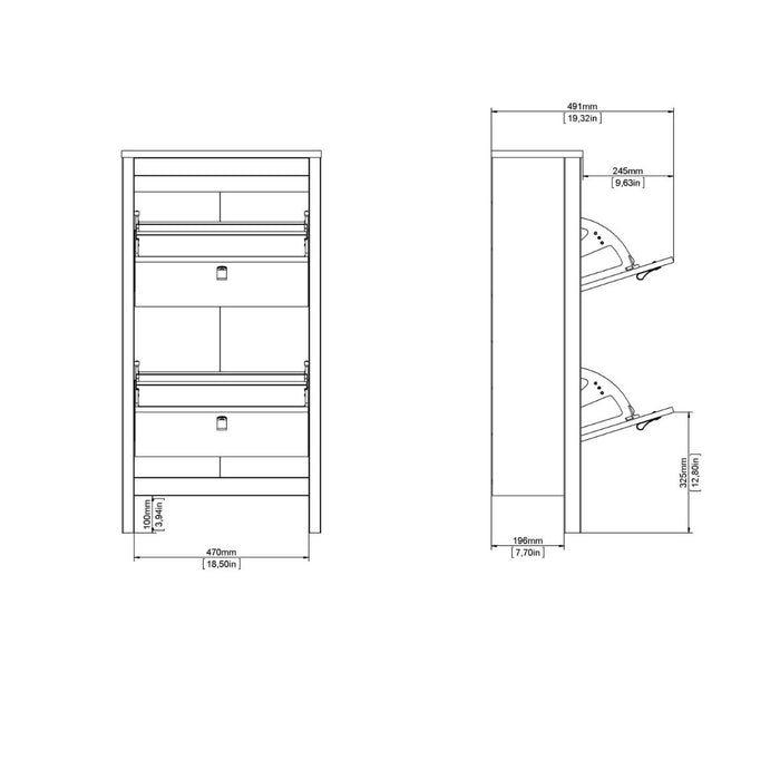 Barcelona Shoe Cabinet 2 Flip Down Doors in White