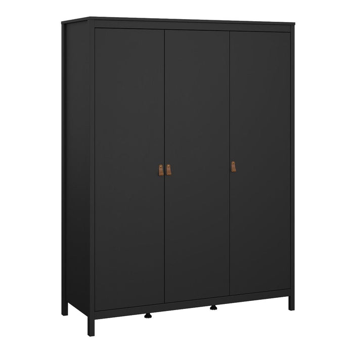 Barcelona Package - Bedside Table 2 drawers + Chest 3+2 drawer + Wardrobe with 3 doors in Matt Black