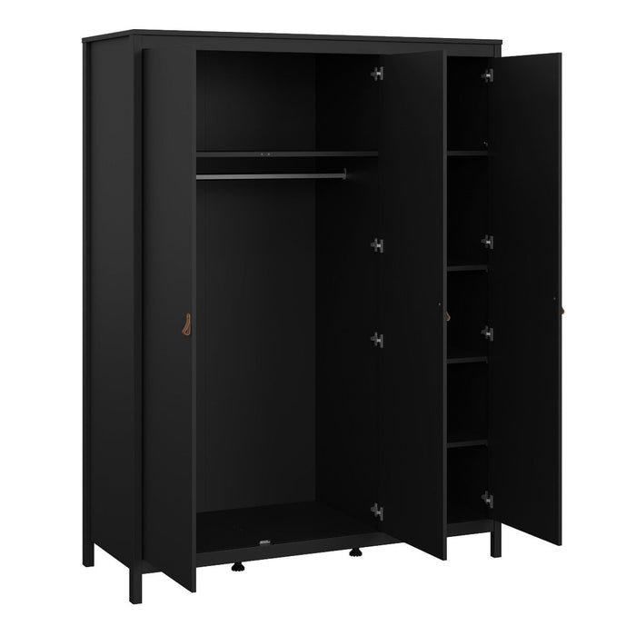 Barcelona Package - Bedside Table 2 drawers + Chest 3+2 drawer + Wardrobe with 3 doors in Matt Black