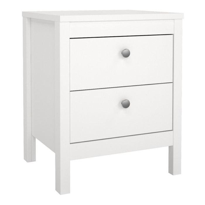 Madrid Package - Bedside Table 2 drawers + Chest 3+2 drawer + Wardrobe with 3 doors in White