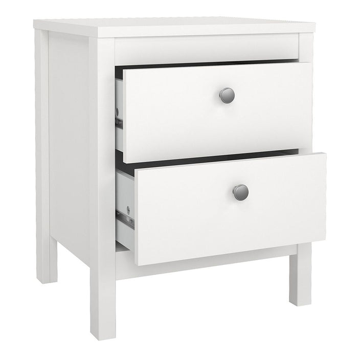 Madrid Package - Bedside Table 2 drawers + Chest 3+2 drawer + Wardrobe with 3 doors in White