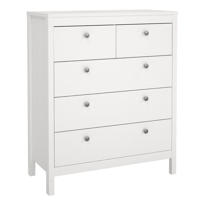 Madrid Package - Bedside Table 2 drawers + Chest 3+2 drawer + Wardrobe with 3 doors in White