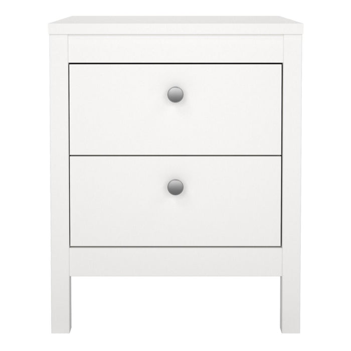 Madrid Bedside Table 2 Drawers in White