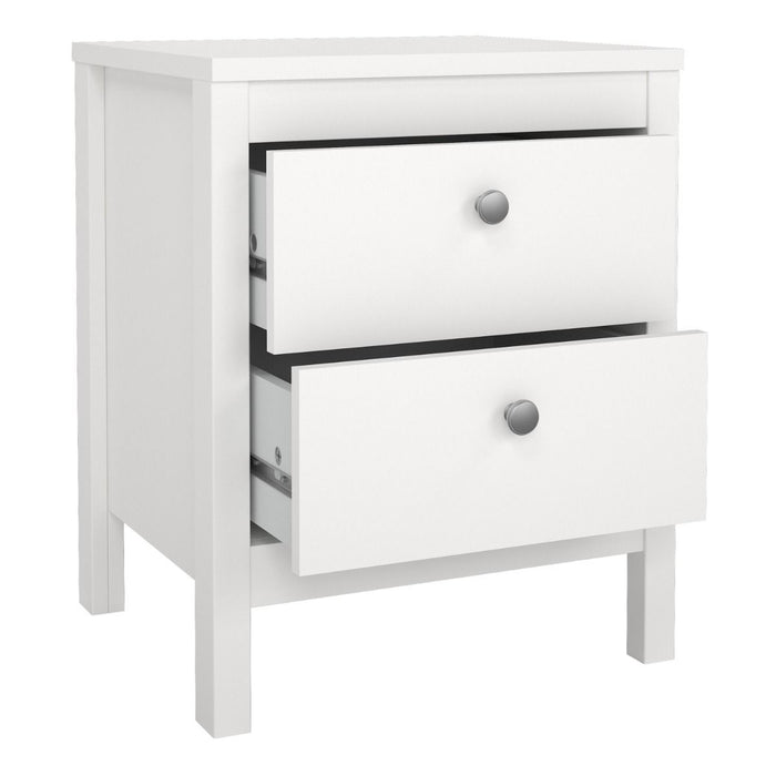 Madrid Bedside Table 2 Drawers in White