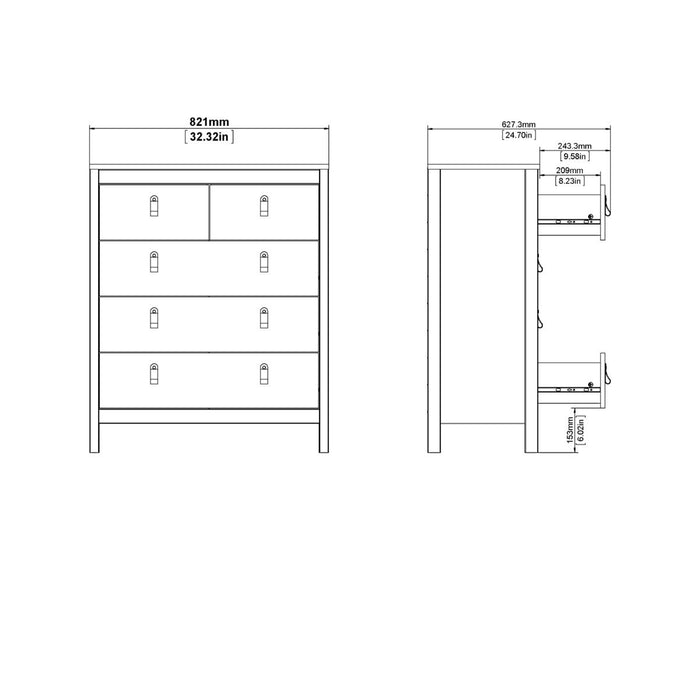 Madrid Chest 3+2 Drawers in White