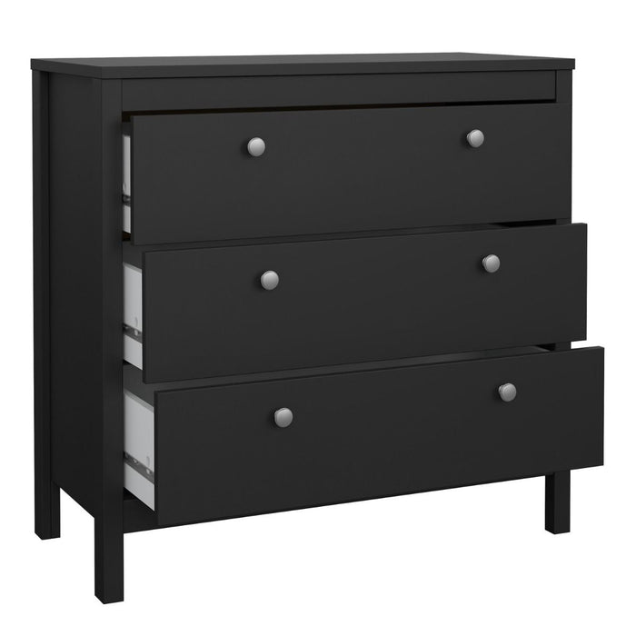 Madrid Chest 3 Drawers in Matt Black