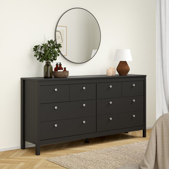 Madrid Double Dresser 4+4 Drawers in Matt Black