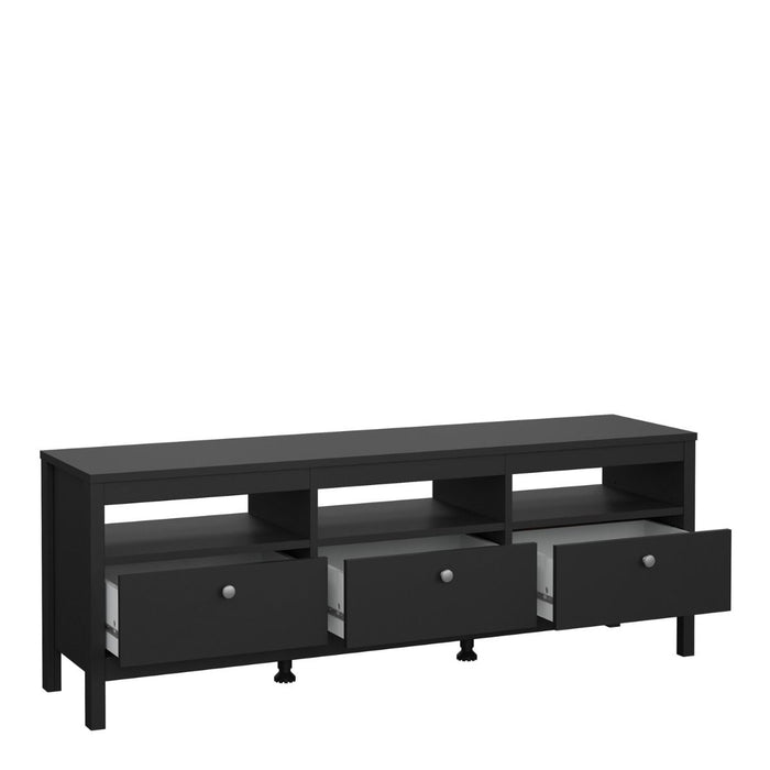 Madrid TV Unit 3 Drawers in Matt Black