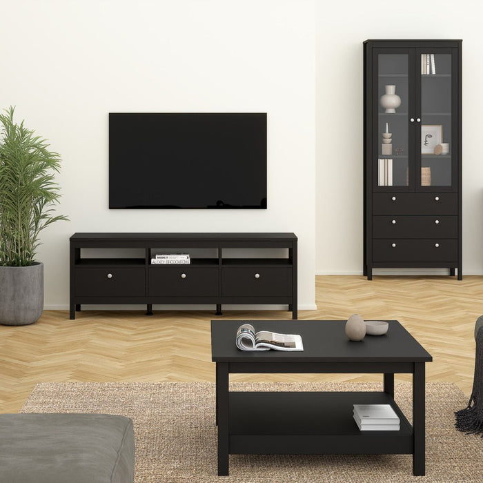 Madrid TV Unit 3 Drawers in Matt Black