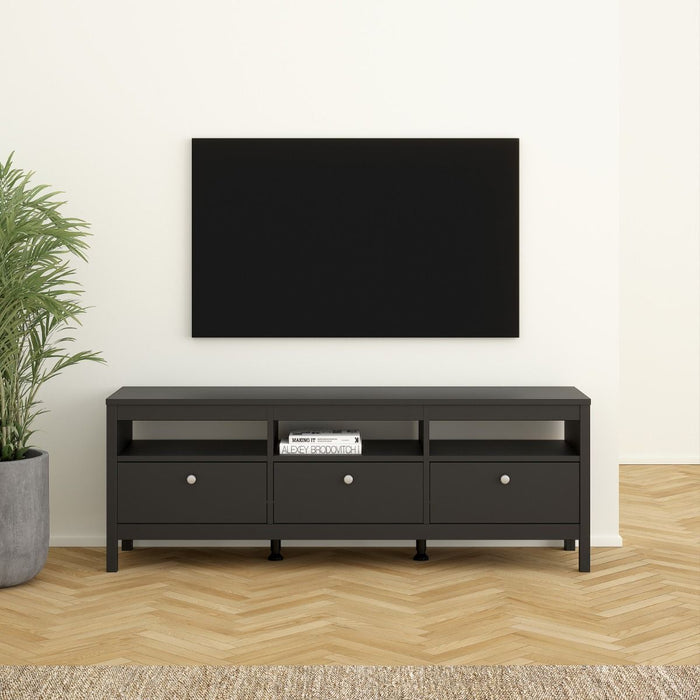 Madrid TV Unit 3 Drawers in Matt Black