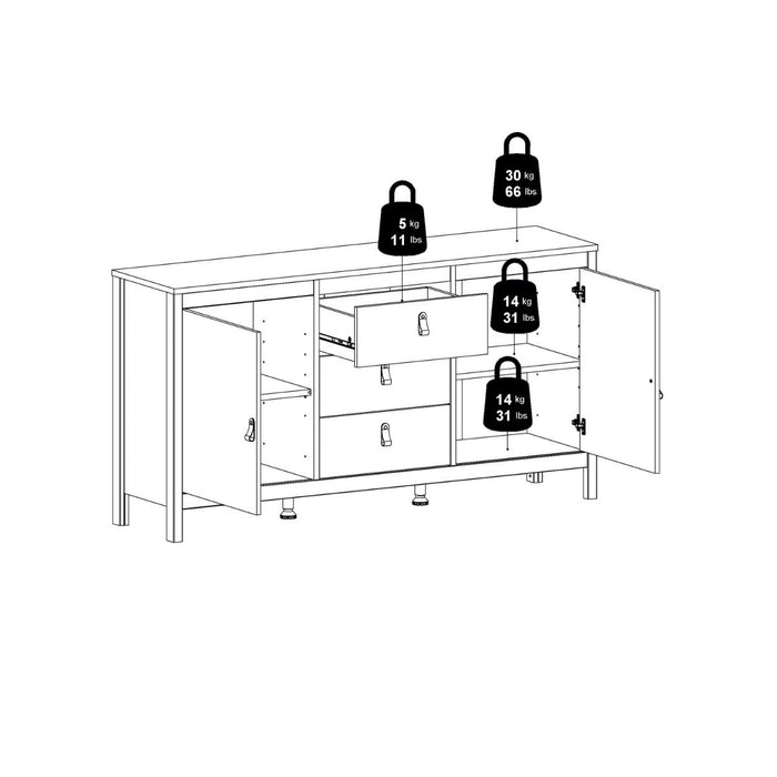 Madrid Sideboard 2 Doors 3 Drawers in White