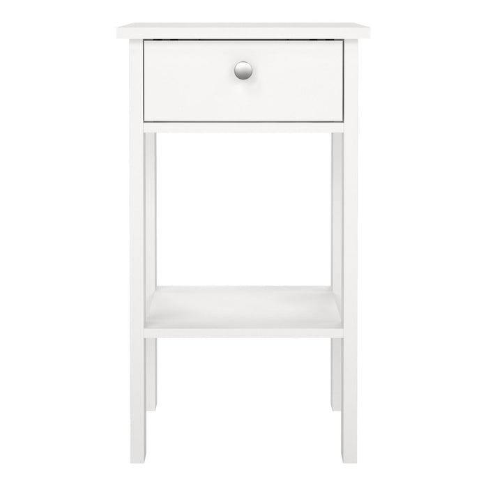 Madrid Bedside Table with 1 Drawer in White