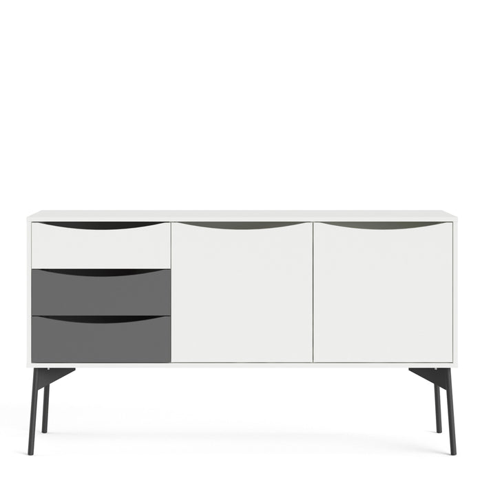 Fur Sideboard 2 Doors 3 Drawers in Grey and White