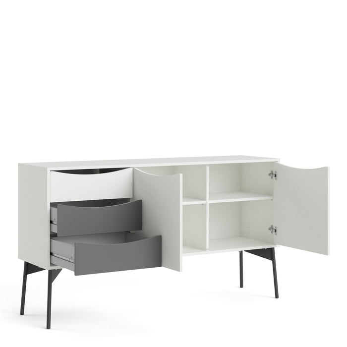 Fur Sideboard 2 Doors 3 Drawers in Grey and White