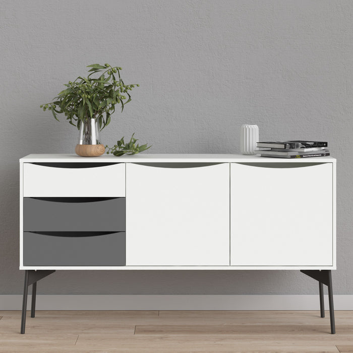 Fur Sideboard 2 Doors 3 Drawers in Grey and White