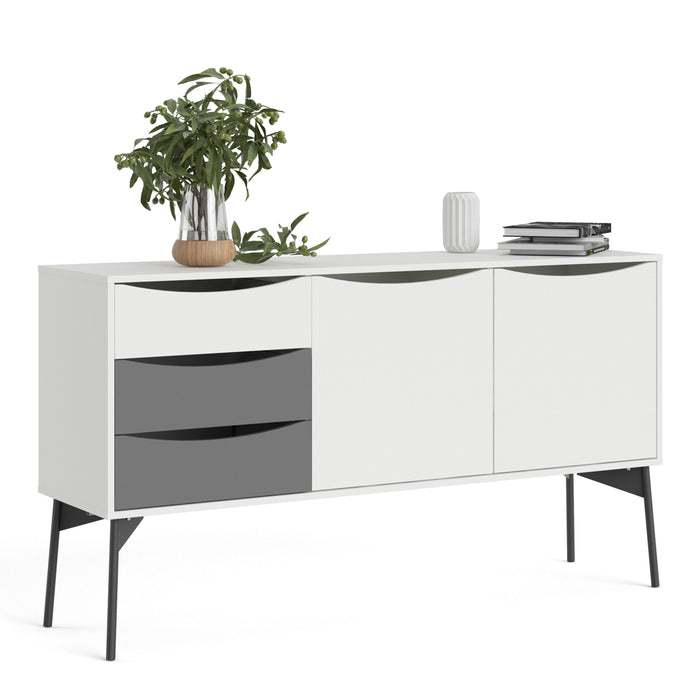 Fur Sideboard 2 Doors 3 Drawers in Grey and White