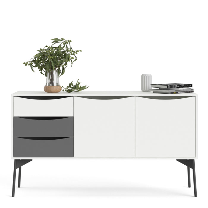 Fur Sideboard 2 Doors 3 Drawers in Grey and White