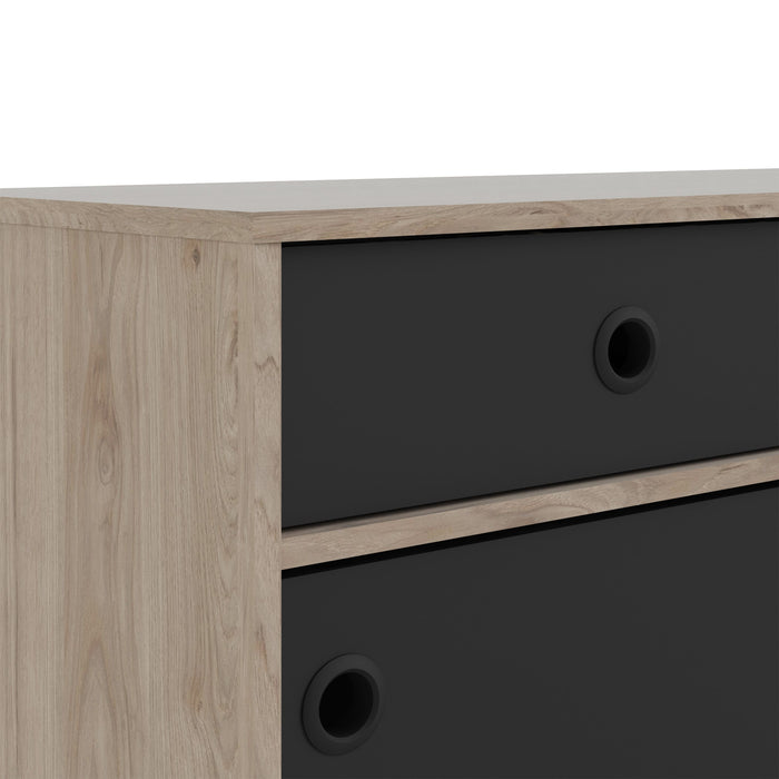 Rome Sideboard 2 Sliding Doors 3 Drawers in Jackson Hickory Oak and Matt Black