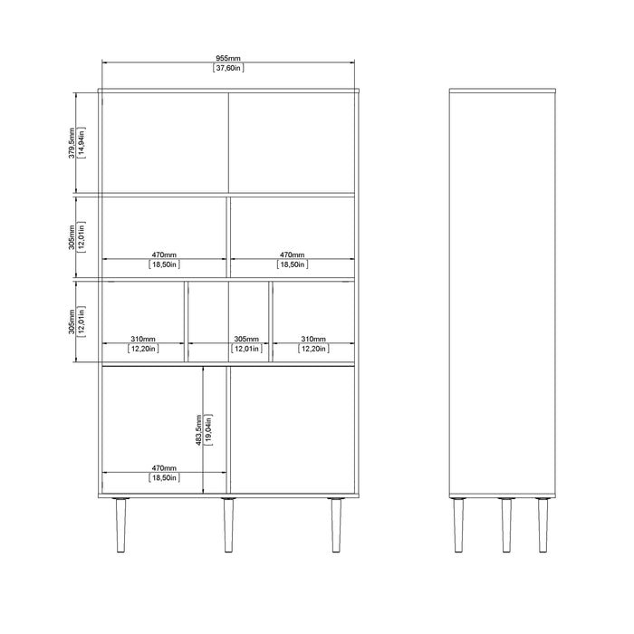 Rome Bookcase 2 Sliding Doors in Jackson Hickory Oak and Matt White