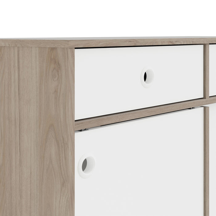 Rome Sideboard 2 Sliding Doors 2 Drawers in Jackson Hickory Oak and Matt White