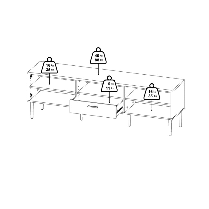 Media TV Unit with 2 Doors 1 Drawer in Black