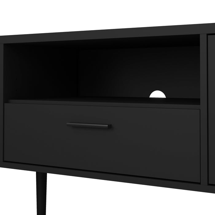 Media TV Unit with 2 Doors 1 Drawer in Black