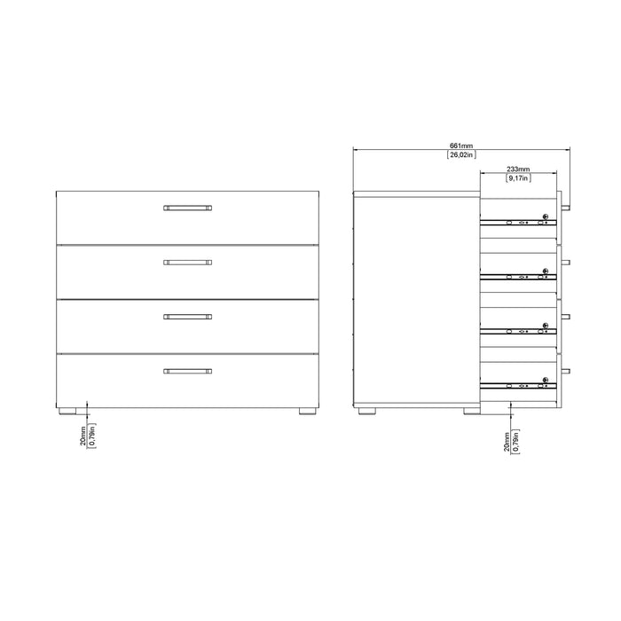 Dallas Chest 4 Drawers in Rovere Gessato Dark Oak