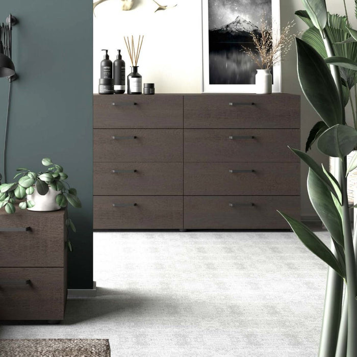 Dallas Double Dresser 8 Drawers in Rovere Gessato Dark Oak