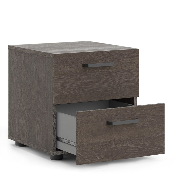 Dallas Nightstand 2 Drawers in Rovere Gessato Dark Oak