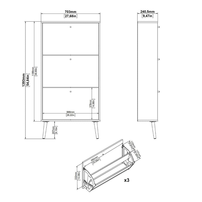 Cumbria Shoe Cabinet 3 Flip Down Doors White