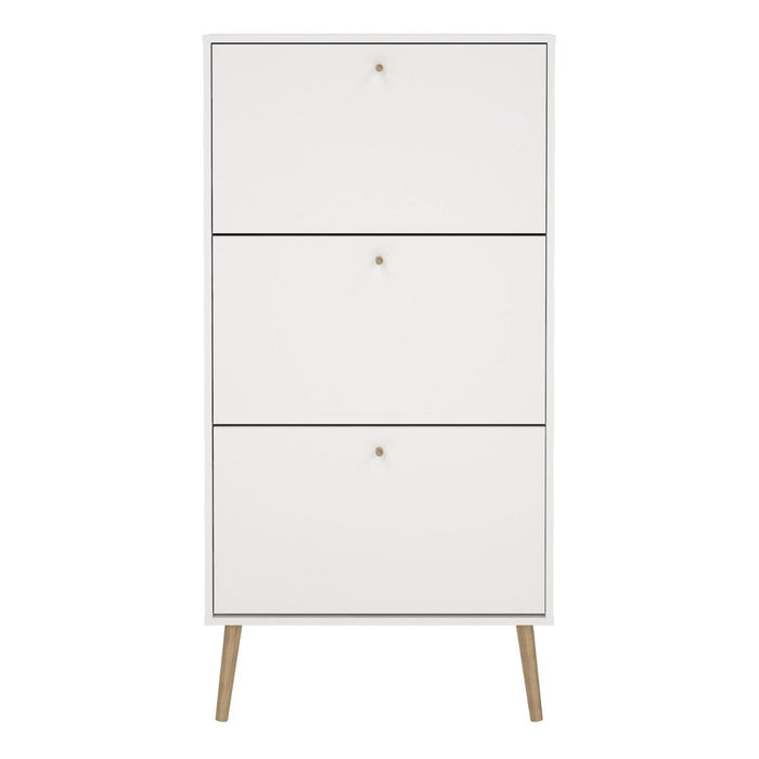 Cumbria Shoe Cabinet 3 Flip Down Doors White