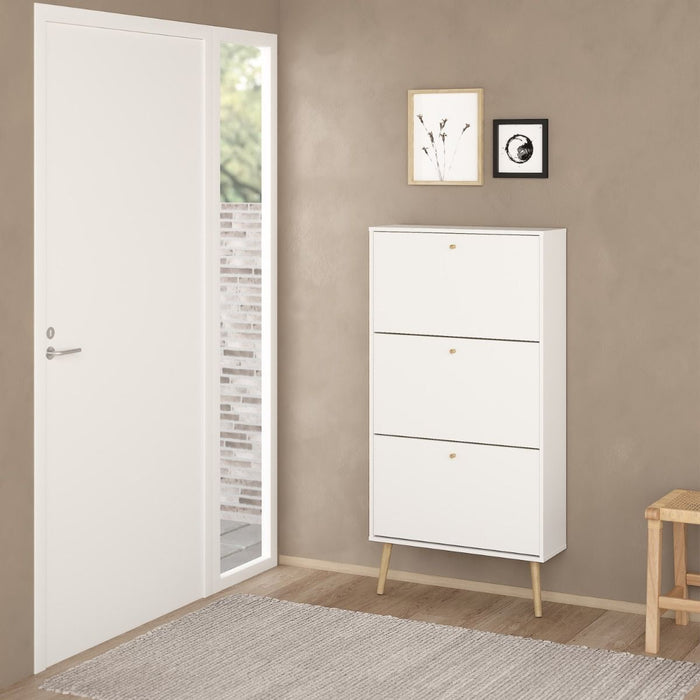 Cumbria Shoe Cabinet 3 Flip Down Doors White