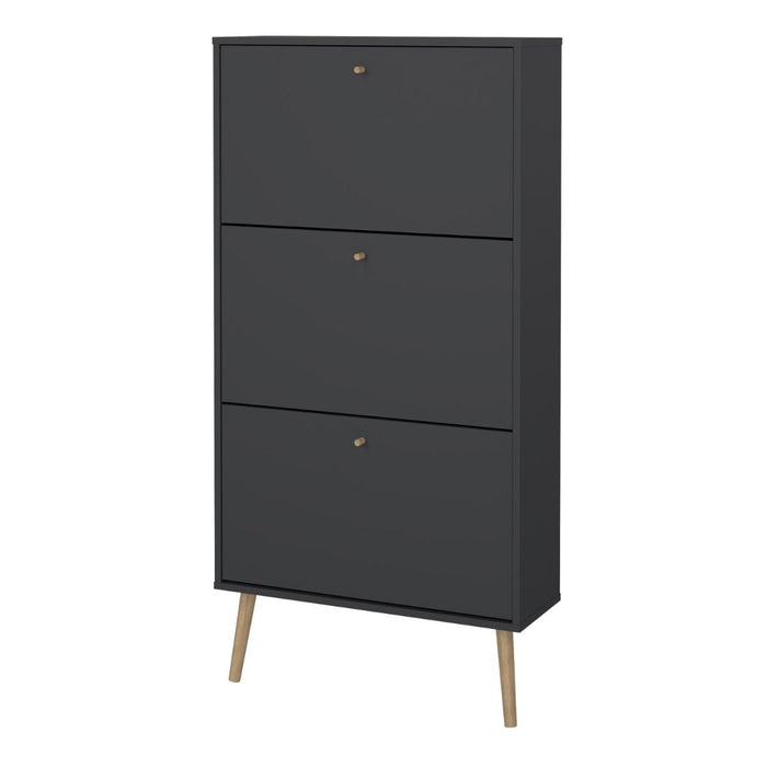 Cumbria Shoe Cabinet 3 Flip Down Doors Dark Grey