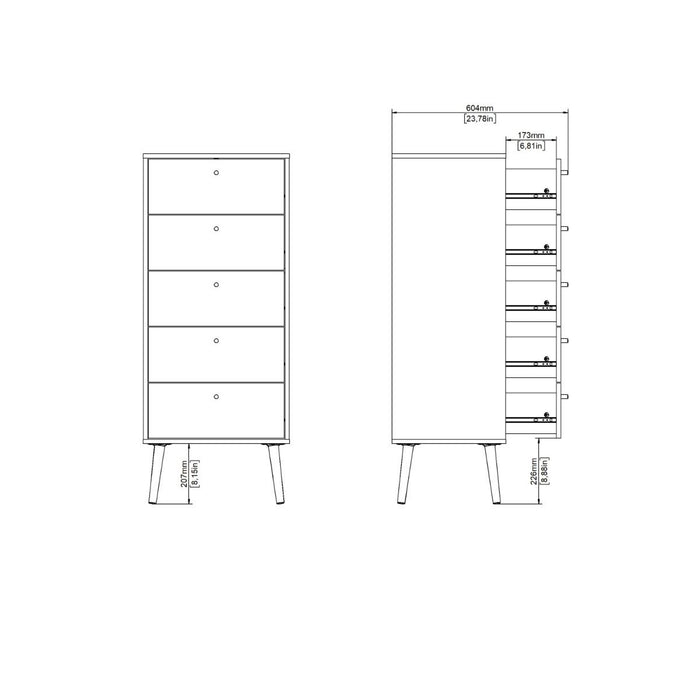 Cumbria Chest 5 Drawers White