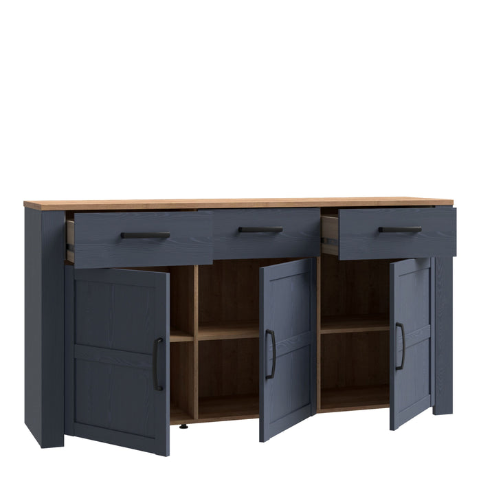 Bohol 3 Door 3 Drawer Sideboard in Riviera Oak/Navy