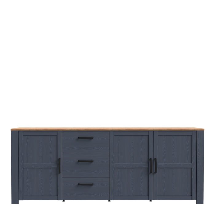 Bohol 3 Door 3 Drawer Large Sideboard in Riviera Oak/Navy