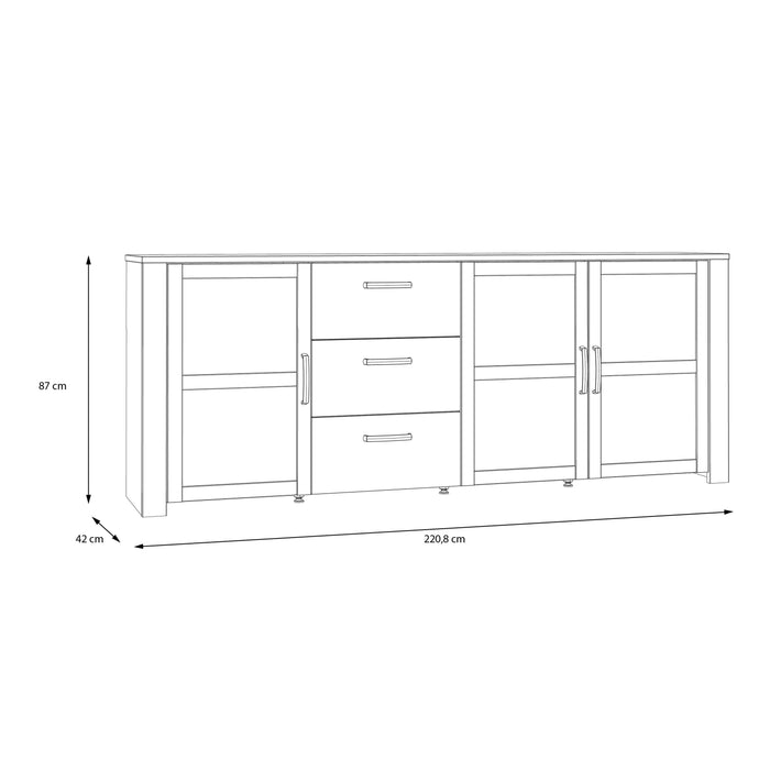 Bohol 3 Door 3 Drawer Large Sideboard in Riviera Oak/Grey Oak