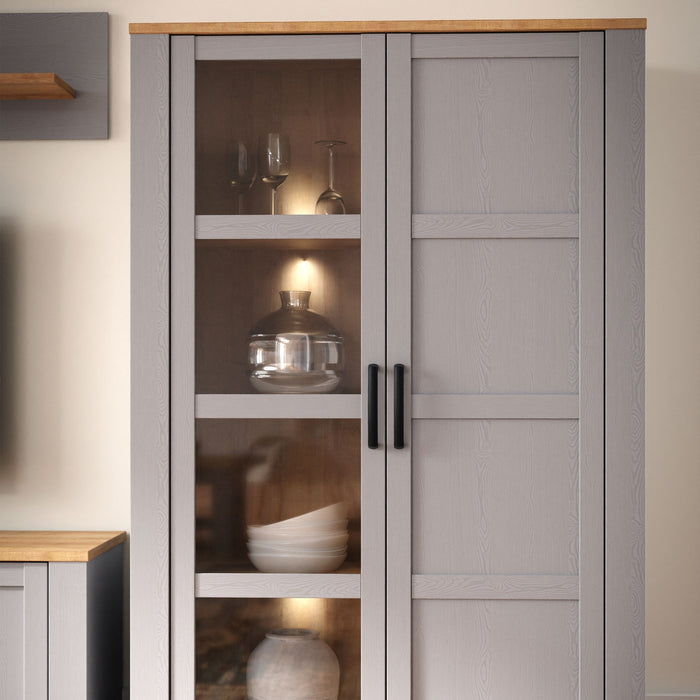 Bohol Display Cabinet in Riviera Oak/Grey Oak