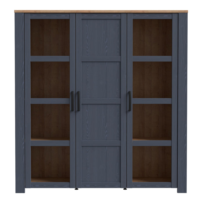 Bohol Large Display Cabinet in Riviera Oak/Navy