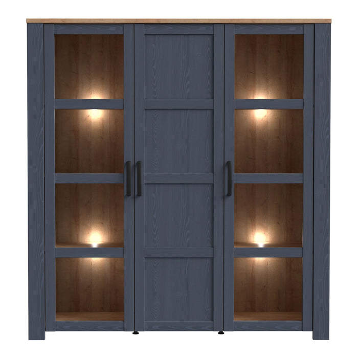 Bohol Large Display Cabinet in Riviera Oak/Navy