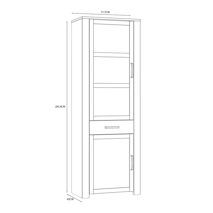 Bohol Narrow Display Cabinet in Riviera Oak/Navy