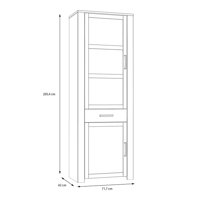 Bohol Narrow Display Cabinet in Riviera Oak/Grey Oak